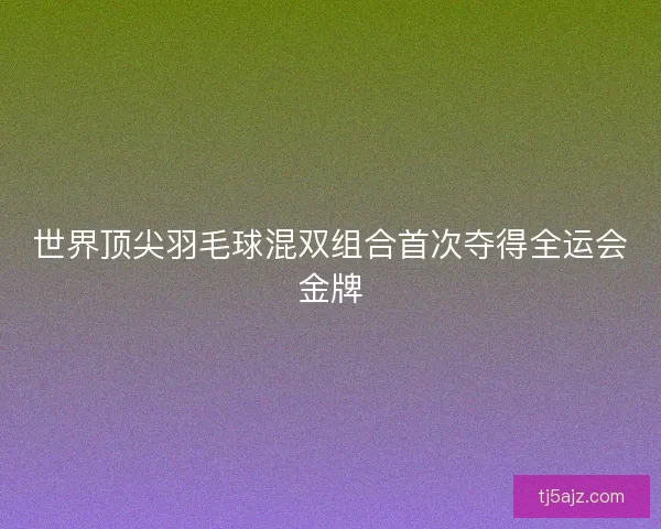 世界顶尖羽毛球混双组合首次夺得全运会金牌